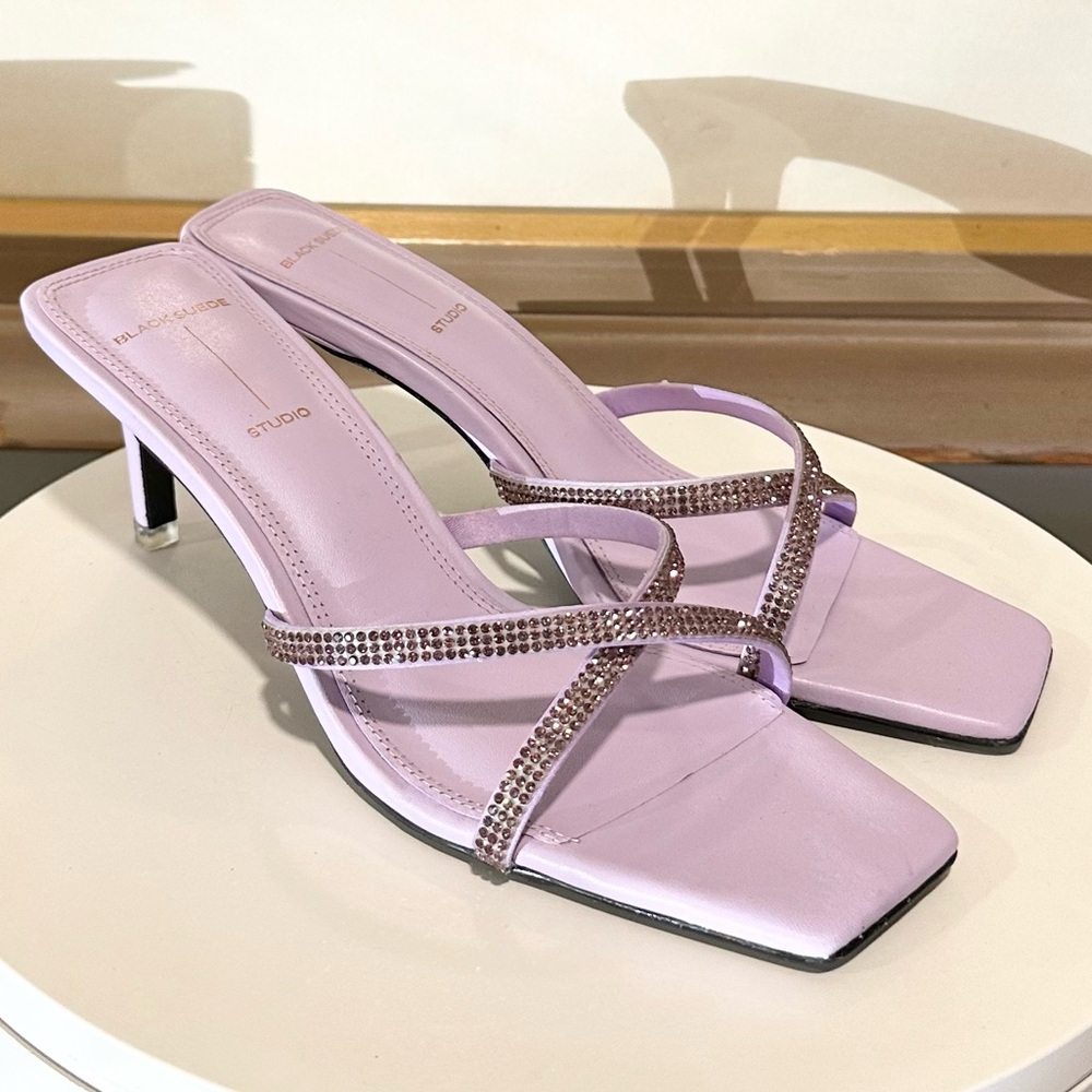 🌸BLACK SUEDE STUDIO🌸 Ari Lavender Crystals Sandals Size: 36.5 - Picture 7 of 10